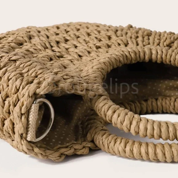 Straw Round Mini Bag Shoulder Strap - Picture 4 of 9